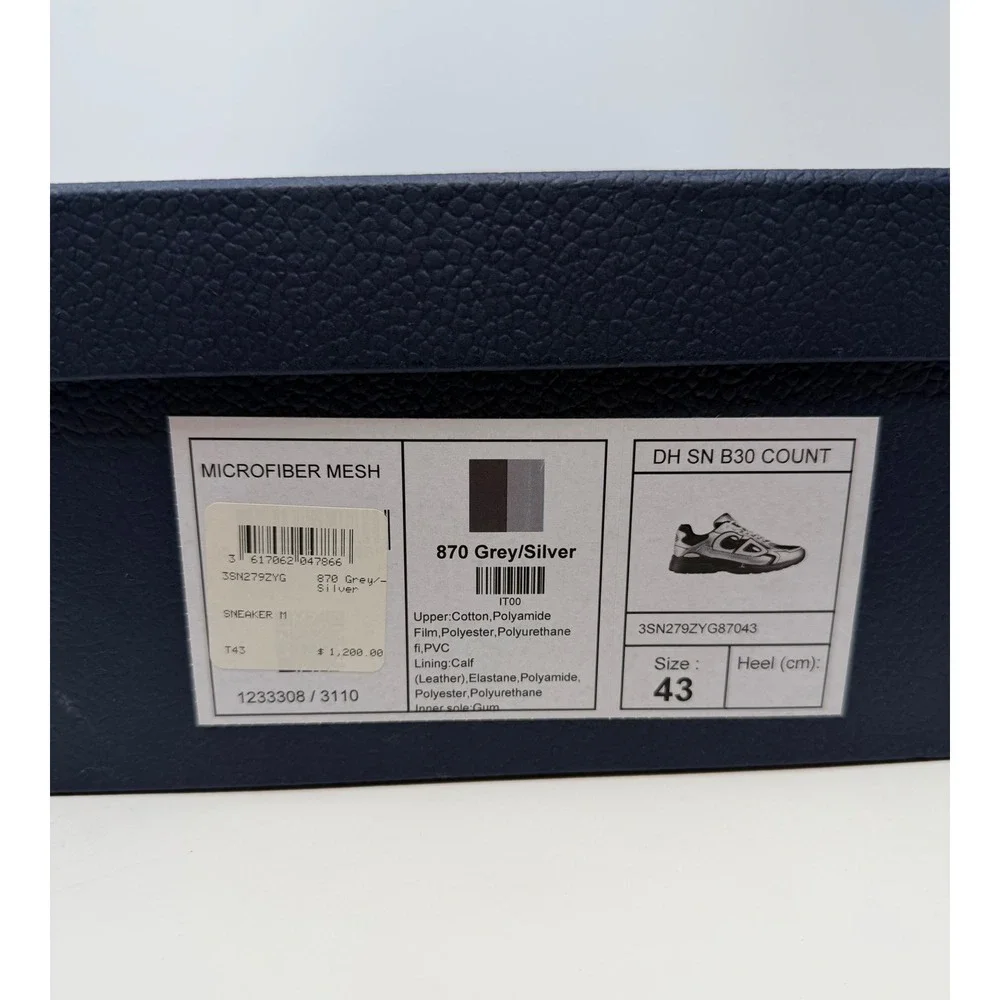 Dior B30 Sneaker Grey/Silver New Season Size 10 US 43 EU